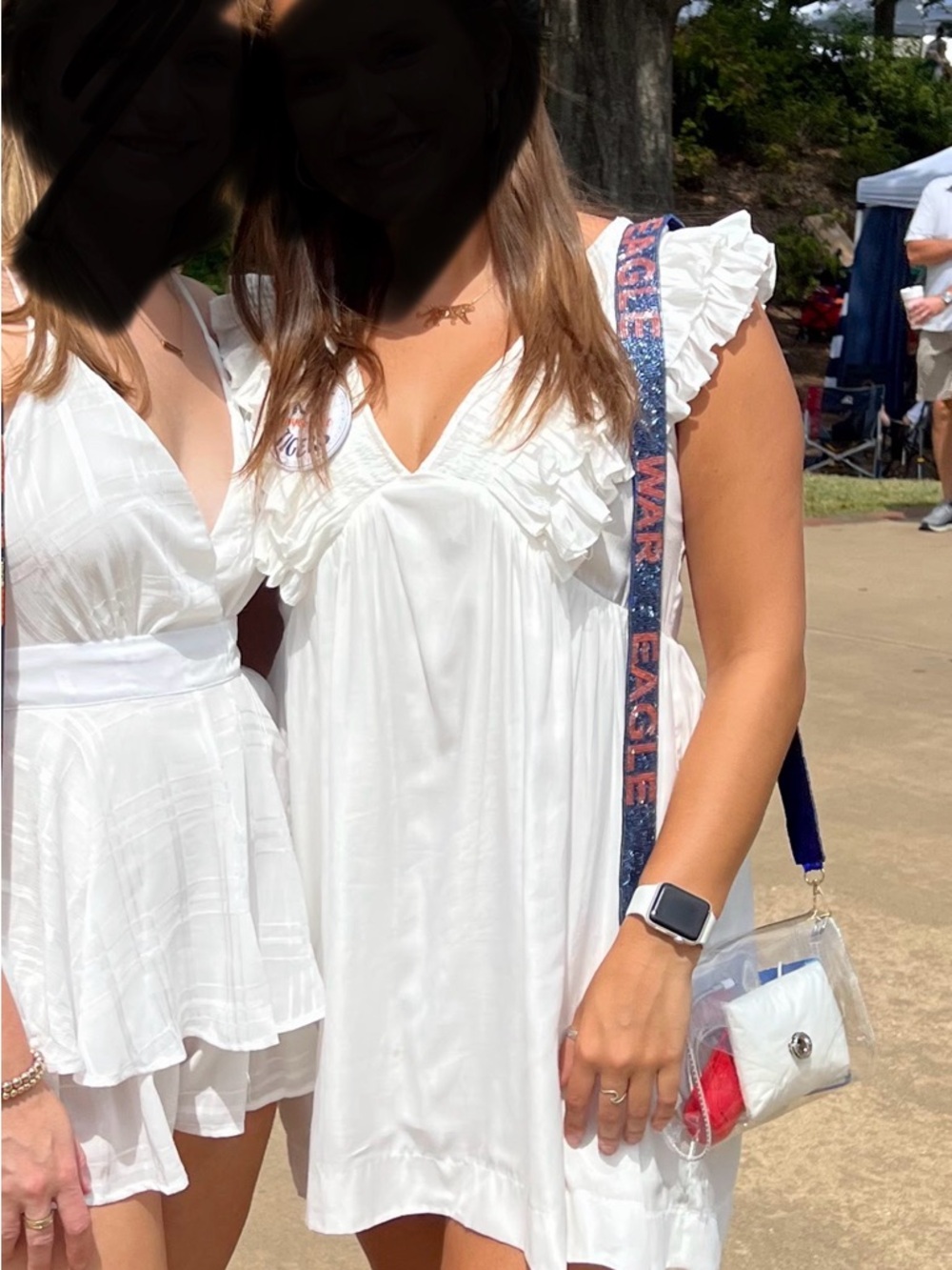 White Ruffle V-Neck Dress/Romper